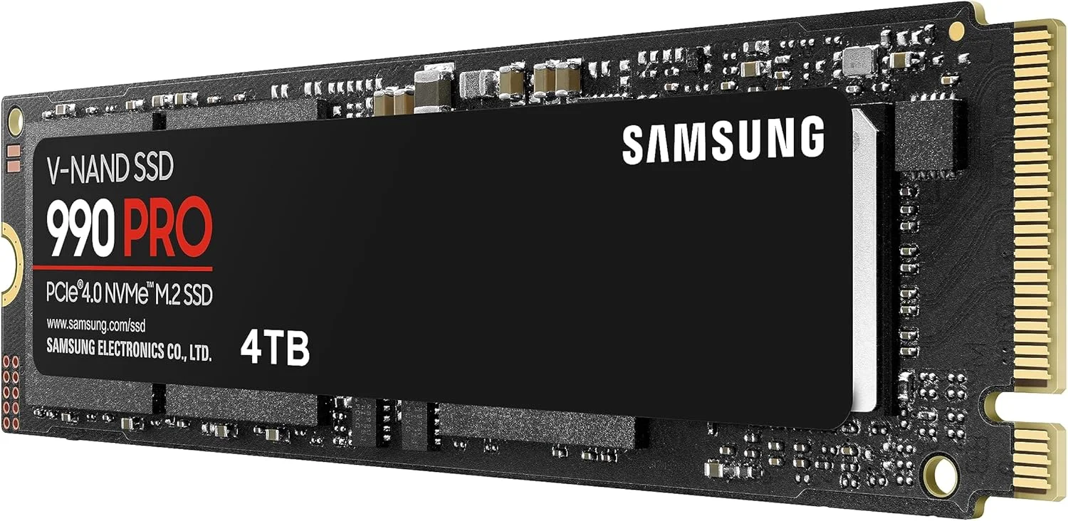 حافظه اس اس دی سامسونگ 990 PRO NVMe M.2، ظرفیت 4 ترابایت، PCIe 4.0، سرعت خواندن 7450 مگابایت بر ثانیه، سرعت نوشتن 6900 مگابایت بر ثانیه، اس اس دی داخلی، برای بازی و ویرایش ویدیو، مدل MZ-V9P4T0BW