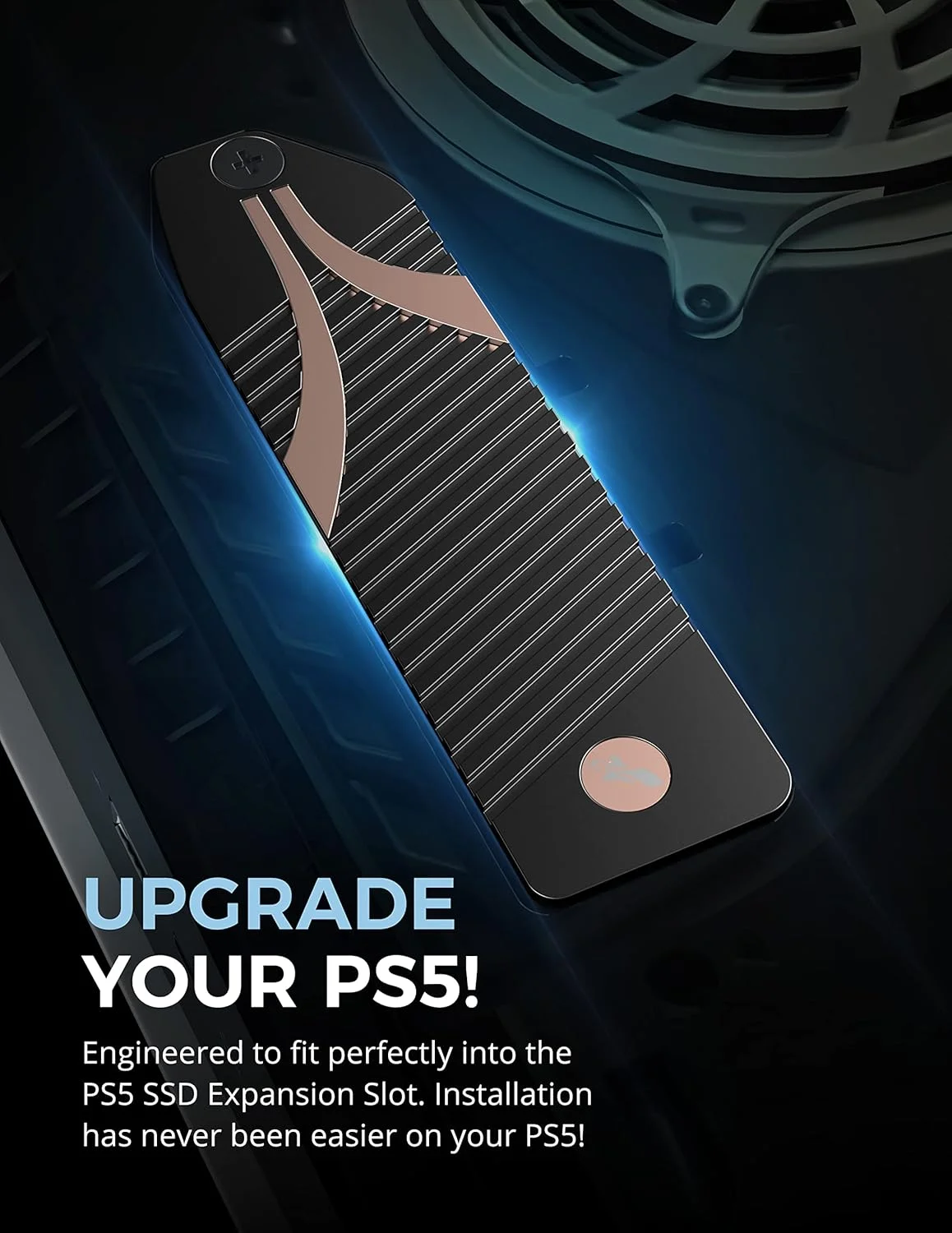 هیت سینک M.2 NVMe سابرنت برای PS5، خنک کننده آلومینیومی SSD NVMe، پد سیلیکونی حرارتی هیت سینک m2 که مخصوص کنسول بازی پلی استیشن 5 طراحی شده است (SB-PSHS)