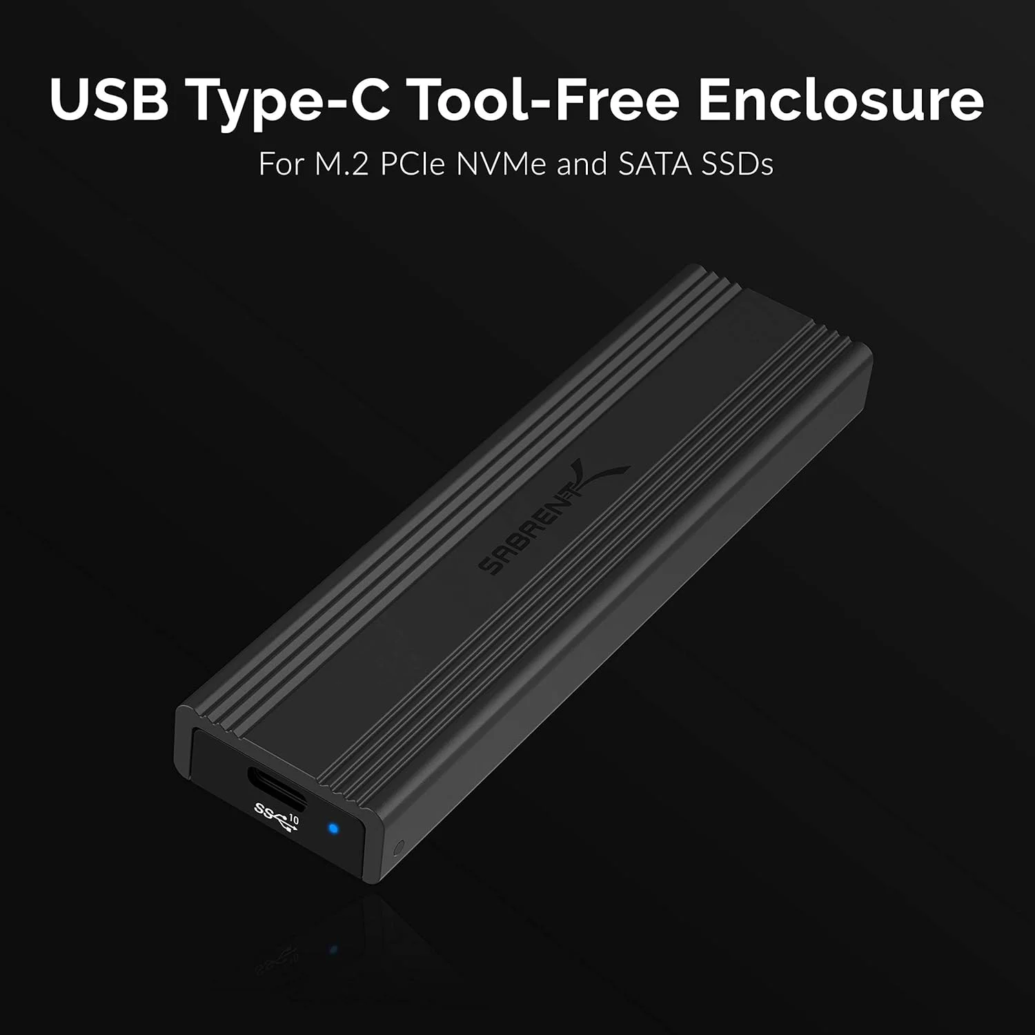 محفظه بدون ابزار سابرنت USB 3.2 10Gbps Type C برای SSD های M.2 PCIe NVMe و SATA (EC-SNVE)
