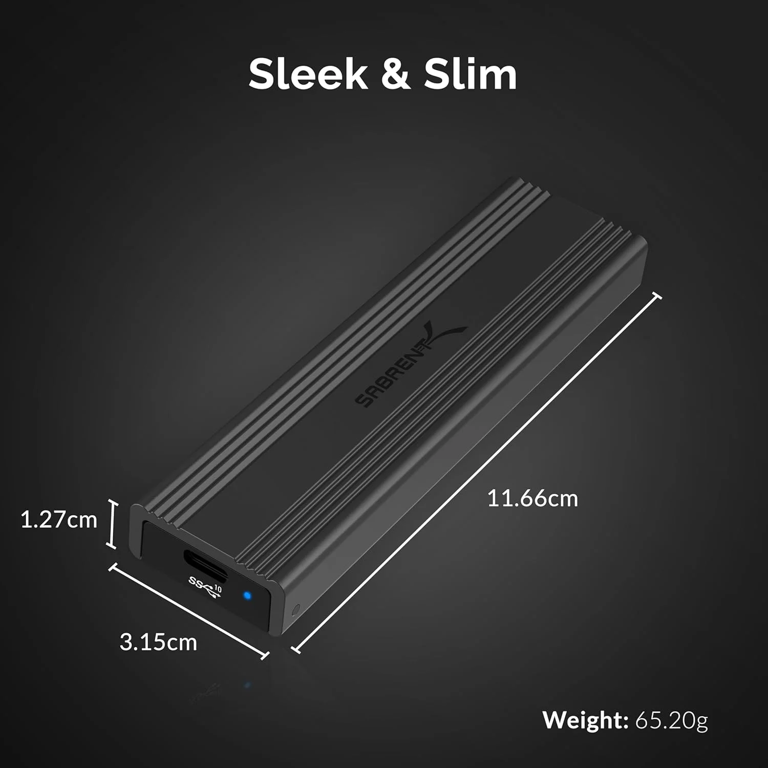 محفظه بدون ابزار سابرنت USB 3.2 10Gbps Type C برای SSD های M.2 PCIe NVMe و SATA (EC-SNVE)