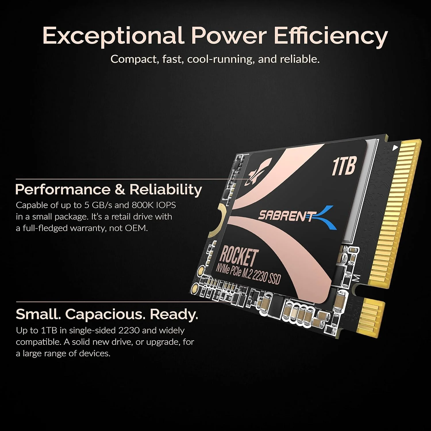 اس اس دی M.2 2230 PCIe 4.0 با عملکرد بالا سابرنت Rocket 2230 NVMe 4.0 1TB مدل [SB-2130-1TB]