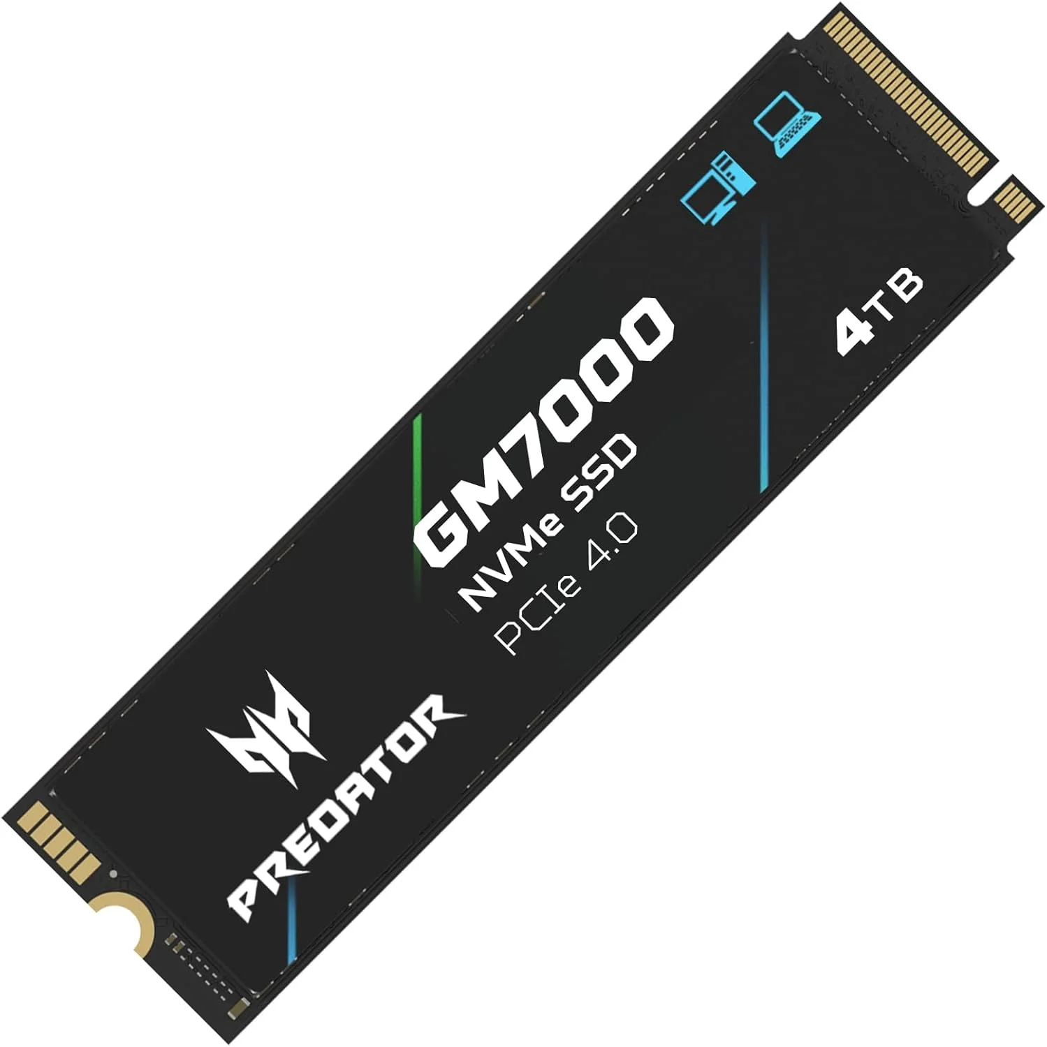 حافظه اس اس دی M.2 مدل Predator GM7000 با ظرفیت 4 ترابایت، کش DRAM، NVMe 1.4 2280 PCIe Gen4×4 سرعت فوق العاده بالا (حداکثر خواندن: 7400 مگابایت بر ثانیه، حداکثر نوشتن: 6700 مگابایت بر ثانیه) 3D NAND TLC حافظه اس اس دی داخلی سازگار با PS5 Pro - BL.9BWWR.107