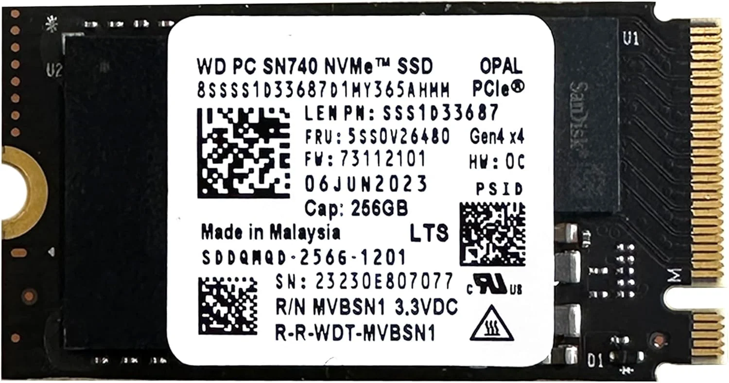 درایو حالت جامد داخلی 256 گیگابایتی OEM WD SN740 M.2 PCI-e NVME SSD، فرم فاکتور 42 میلی متری 2242، کلید M