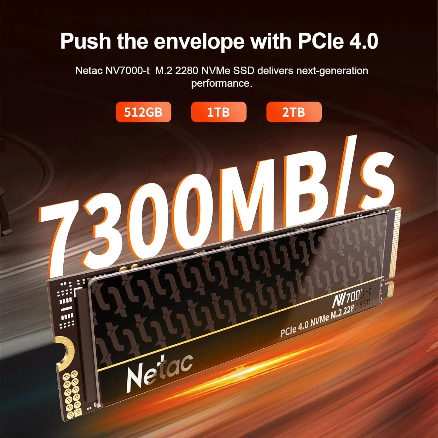 حافظه اس اس دی 4 ترابایتی Netac PCIe Gen4x4 M.2 با سرعت خواندن تا 7300 مگابایت بر ثانیه NVMe اینترنال همراه با هیت سینک آلومینیومی، ذخیره ساز پرسرعت برای کامپیوترهای شخصی و لپ تاپ، سازگار با PS5، مدل NV7000-t
