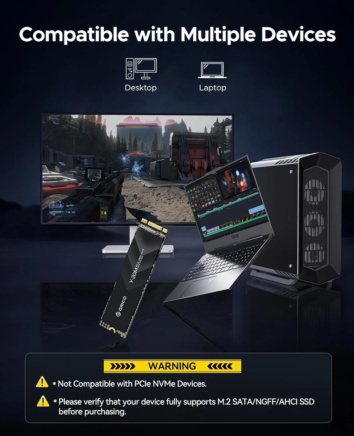 ORICO Y20M M.2 SATA SSD، 2 ترابایت حافظه اس اس دی داخلی SATA M.2 2280 SATA III 6.0Gb/s حداکثر سرعت خواندن: 500MB/s (خواندن: 500MB/s، نوشتن: 480MB/s) 3D NAND