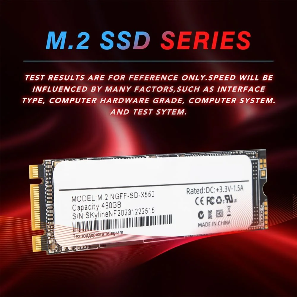 درایو حالت جامد داخلی SSD با ظرفیت 2 ترابایت، M.2 NVMe SSD 2280 - سرعت تا 1050 مگابایت بر ثانیه، با فناوری فلش 3D TLC، سازگار با کامپیوتر رومیزی/لپ تاپ/نوت بوک