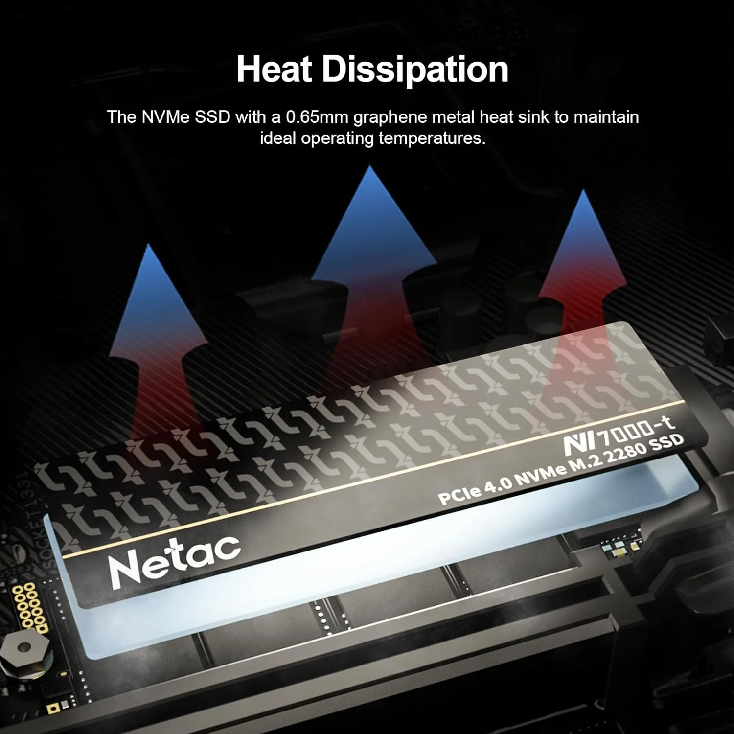 حافظه اس اس دی 4 ترابایتی Netac PCIe Gen4x4 M.2 با سرعت خواندن تا 7300 مگابایت بر ثانیه NVMe اینترنال همراه با هیت سینک آلومینیومی، ذخیره ساز پرسرعت برای کامپیوترهای شخصی و لپ تاپ، سازگار با PS5، مدل NV7000-t