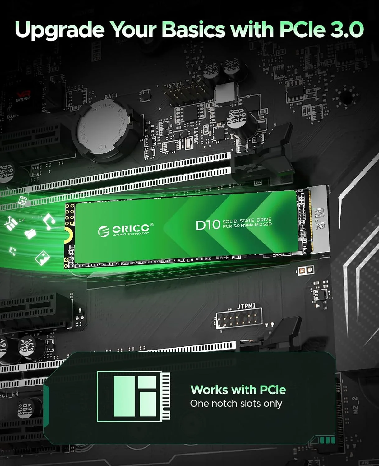 درایو اس اس دی 128 گیگابایتی M.2 NVMe اوریکو، PCIe Gen3x4 2280 - سرعت تا 1700 مگابایت بر ثانیه، درایو حالت جامد داخلی با فلش TLC NAND، سازگار با رزبری پای 5، لپ تاپ و کامپیوتر