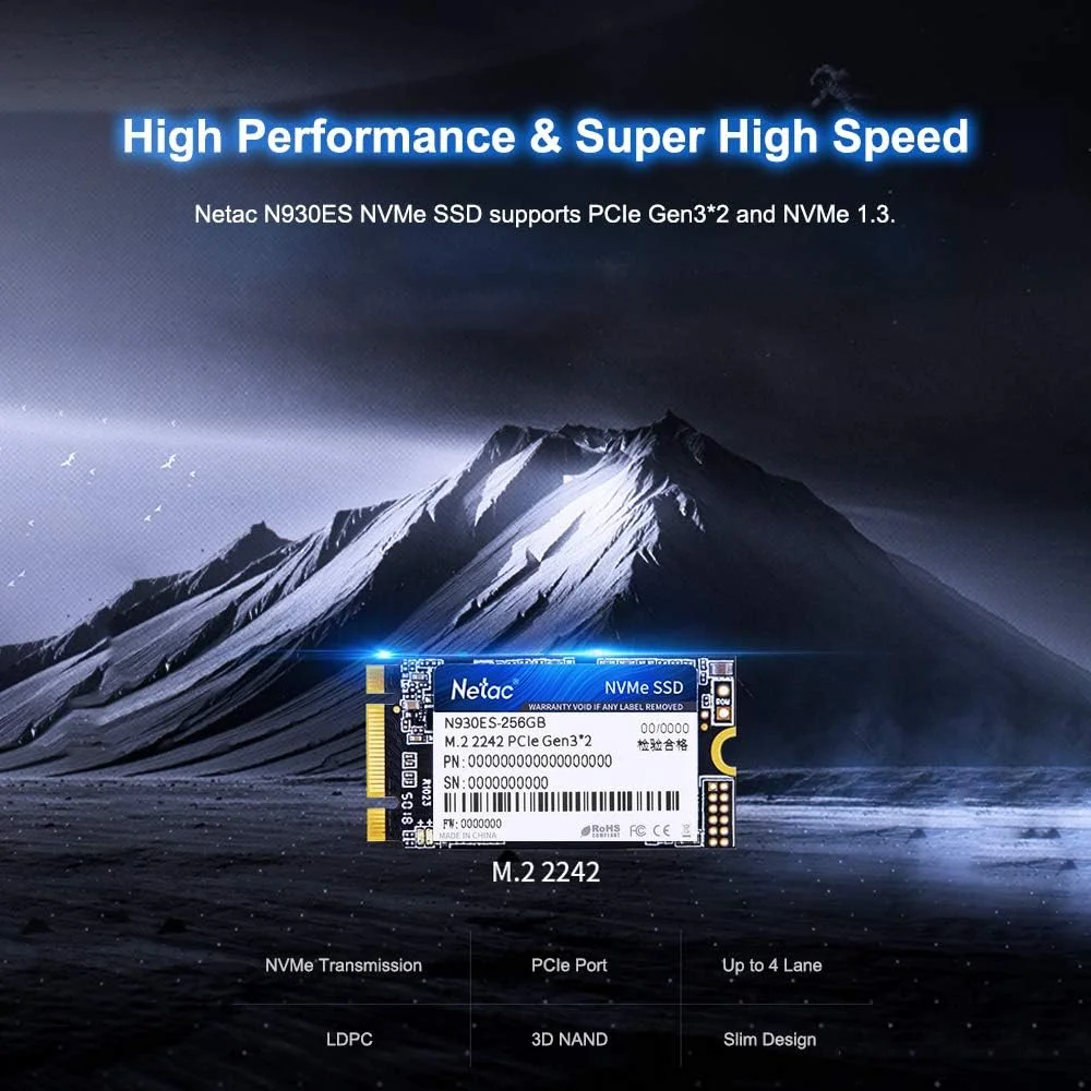 درایو حالت جامد N930ES NVMe M.2 2242 SSD Gen3*2 PCIe 3D MLC/TLC NAND Flash با ظرفیت 128 گیگابایت
