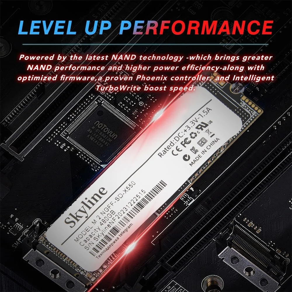 درایو حالت جامد داخلی SSD با ظرفیت 2 ترابایت، M.2 NVMe SSD 2280 - سرعت تا 1050 مگابایت بر ثانیه، با فناوری فلش 3D TLC، سازگار با کامپیوتر رومیزی/لپ تاپ/نوت بوک