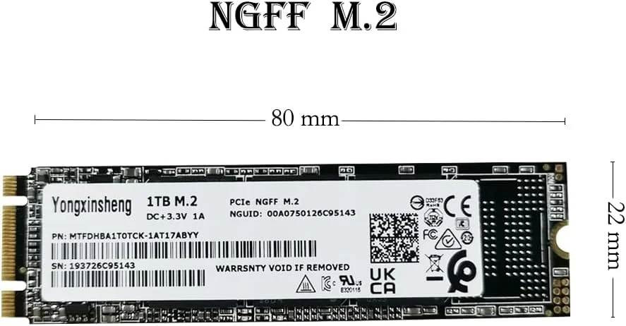 درایو حالت جامد SSD M2 NGFFs با ظرفیت‌های 120 گیگابایت، 128 گیگابایت، 240 گیگابایت، 256 گیگابایت، 512 گیگابایت، 1 ترابایت و 2 ترابایت M.2 2280 PCIe NGFFs هارد دیسک اینترنال برای لپ تاپ و کامپیوتر (NGFFs M2 1TB)