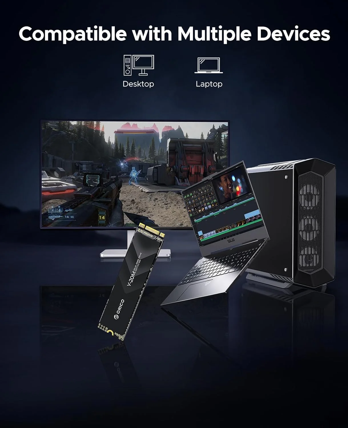 درایو حالت جامد ORICO 128GB M.2 2280 SATA SSD، SATA III 6Gbps M.2 با کلید B+M، سرعت 500 مگابایت بر ثانیه، درایو داخلی برای کامپیوتر رومیزی/لپ تاپ - Y20M