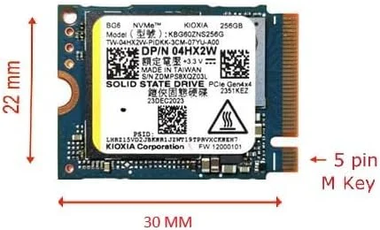 درایو حالت جامد داخلی 256 گیگابایتی Kioxi M.2 PCI-e NVME GEN4X4 SSD، فرم فاکتور 30 میلی متری 2230، کلید M، مناسب برای Steam Deck