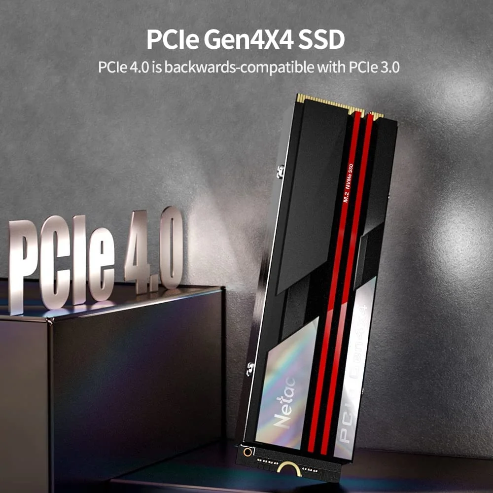 درایو حالت جامد داخلی Netac NV7000 PCIe 4.0 NVMe SSD M.2 2280 با ظرفیت 1 ترابایت و هیت سینک، سرعت کشینگ SLC تا 7000 مگابایت بر ثانیه، عملکرد بالا برای رایانه های شخصی، سازگار با PS5، نصب آسان