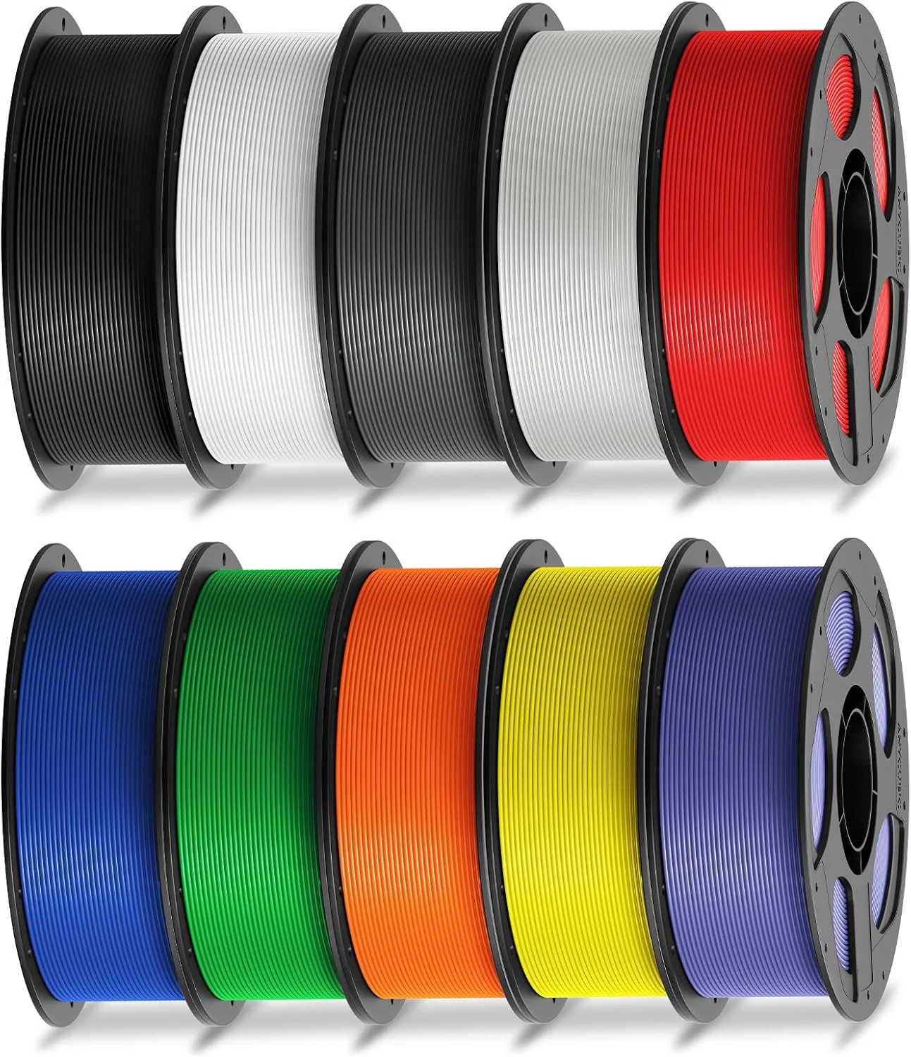 فیلامنت PLA انیکوبیک 1.75mm، فیلامنت پرینتر سه بعدی 1.75mm دقت ابعادی +/- 0.02mm، اسپول 1 کیلوگرمی، مشکی، سفید، خاکستری، شفاف، قرمز، آبی، سبز، نارنجی، زرد، بنفش، مجموعا 10 کیلوگرم