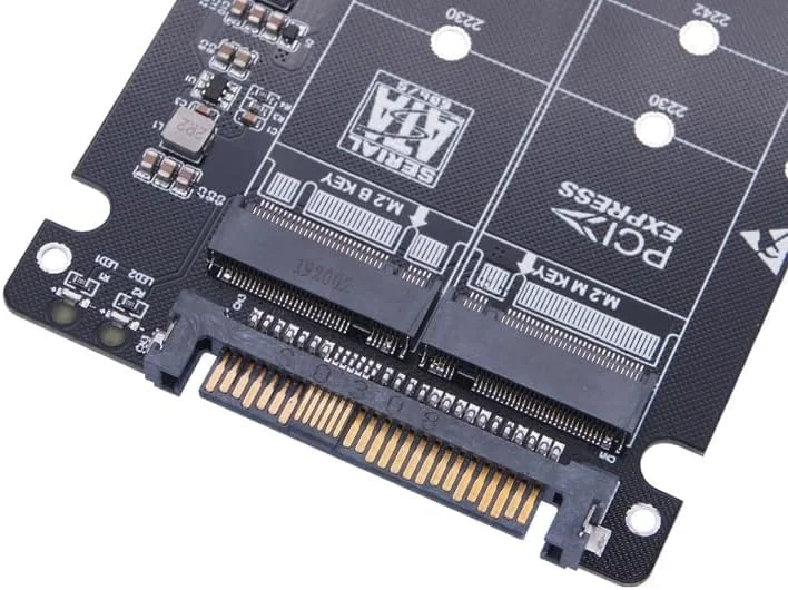 تبدیل M.2 SSD به U.2 / تبدیل M.2 NVME SSD (کلید M) و SSD کلید B به آداپتور U.2 SFF-8639 / کارت آداپتور 2 در 1 - NVME و SATA M.2 به (U.2X16)