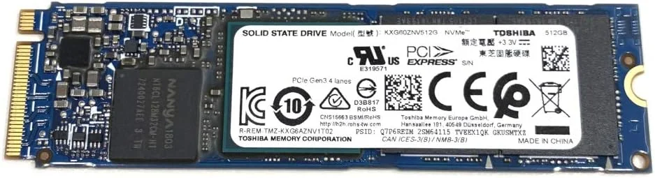 حافظه اس اس دی 512 گیگابایتی KIOXIA Toshiba XG6 PCIe Gen3 NVMe M.2 2280 KXG60ZNV512G KP8C4 مناسب برای کامپیوترهای رومیزی و لپ تاپ های Dell HP Lenovo Acer Asus