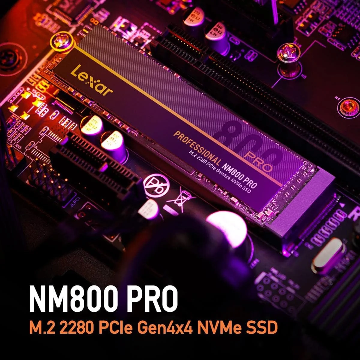 حافظه اس اس دی Lexar Professional NM800 PRO M.2 2280 PCIe Gen4x4 NVMe با ظرفیت 1 ترابایت، سرعت خواندن تا 7500 مگابایت بر ثانیه، برای گیمرها و تولیدکنندگان محتوا (LNM800P001T-RNNNG)