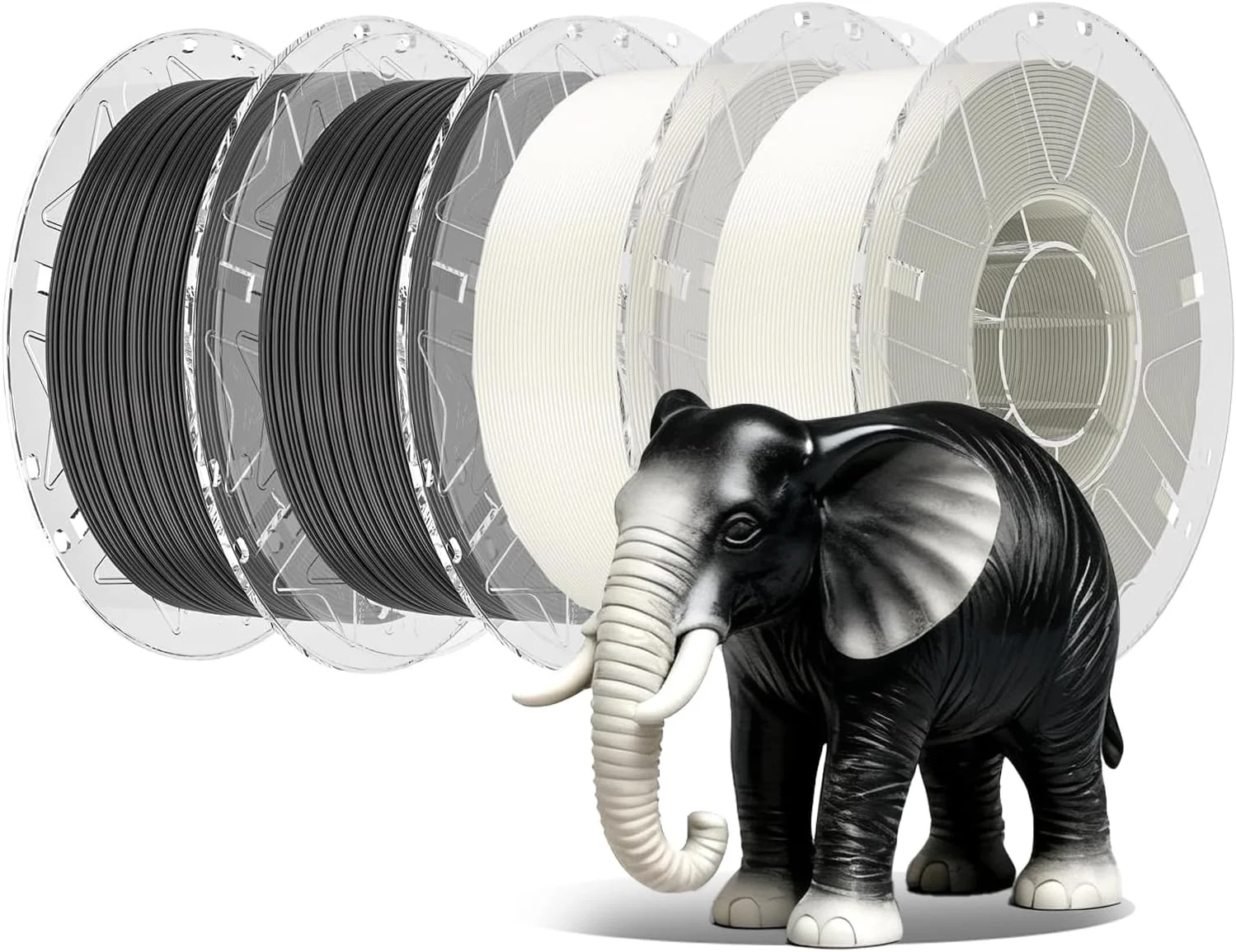 بسته فیلامنت RFID پرینتر سه بعدی Creality، فیلامنت Hyper PLA 1.75mm برای پرینت سه بعدی، فیلامنت Hyper PLA RFID بدون گره خوردگی با دقت بالا، 1 کیلوگرم (2.2 پوند) (2 مشکی + 2 سفید)