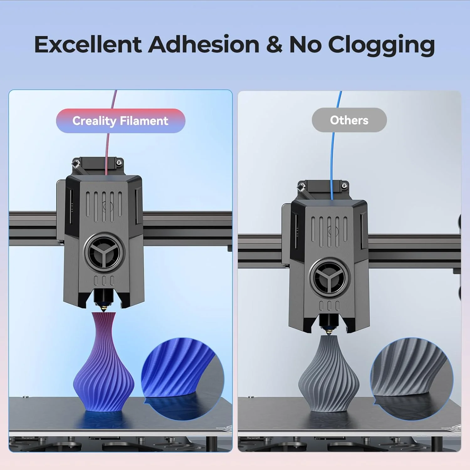 فیلامنت پرینتر سه بعدی کرالیتی 1.75 میلی متر، فیلامنت PLA+ رنگین کمانی ارتقا یافته، استحکام بالا، بدون گره خوردگی، بسته بندی خلاء، مناسب برای اکثر پرینترهای سه بعدی، قرقره 1 کیلوگرمی، دقت +/- 0.02 میلی متر، چند رنگ