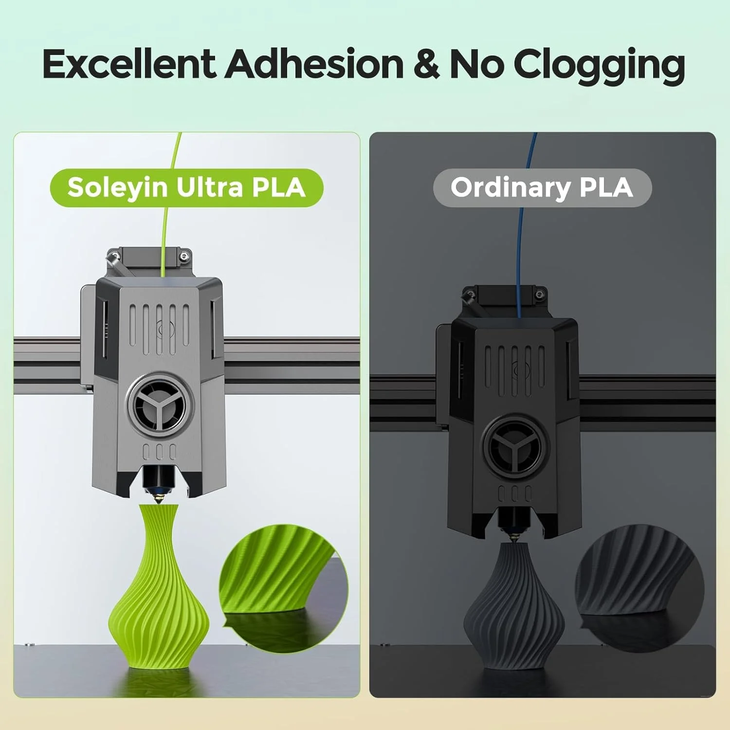 فیلامنت پرینتر سه بعدی PLA رنگارنگ Soleyin Ultra کرالیتی، 1.75 میلی متر، سرعت 300 میلی متر بر ثانیه، دقت +/- 0.02 میلی متر، خنک کننده و شکل دهی سریع، 1 کیلوگرم (2.2 پوند)، برای سری Creality Ender K1، K1C، K2 Pro/Plus (سفید)