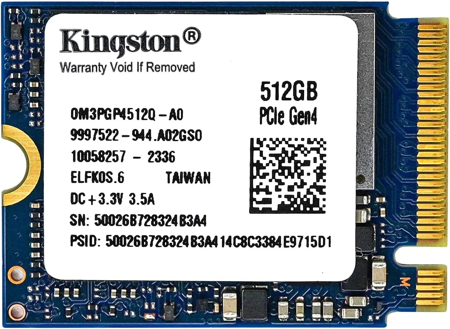 حافظه اس اس دی کینگستون 512 گیگابایت M.2 2230 PCIe Gen 4.0x4 NVMe TLC NAND (سرعت تا 4700 مگابایت بر ثانیه) OM3PGP4512Q-A0 سازگار با Steam Deck Surface Ally Mini PCs