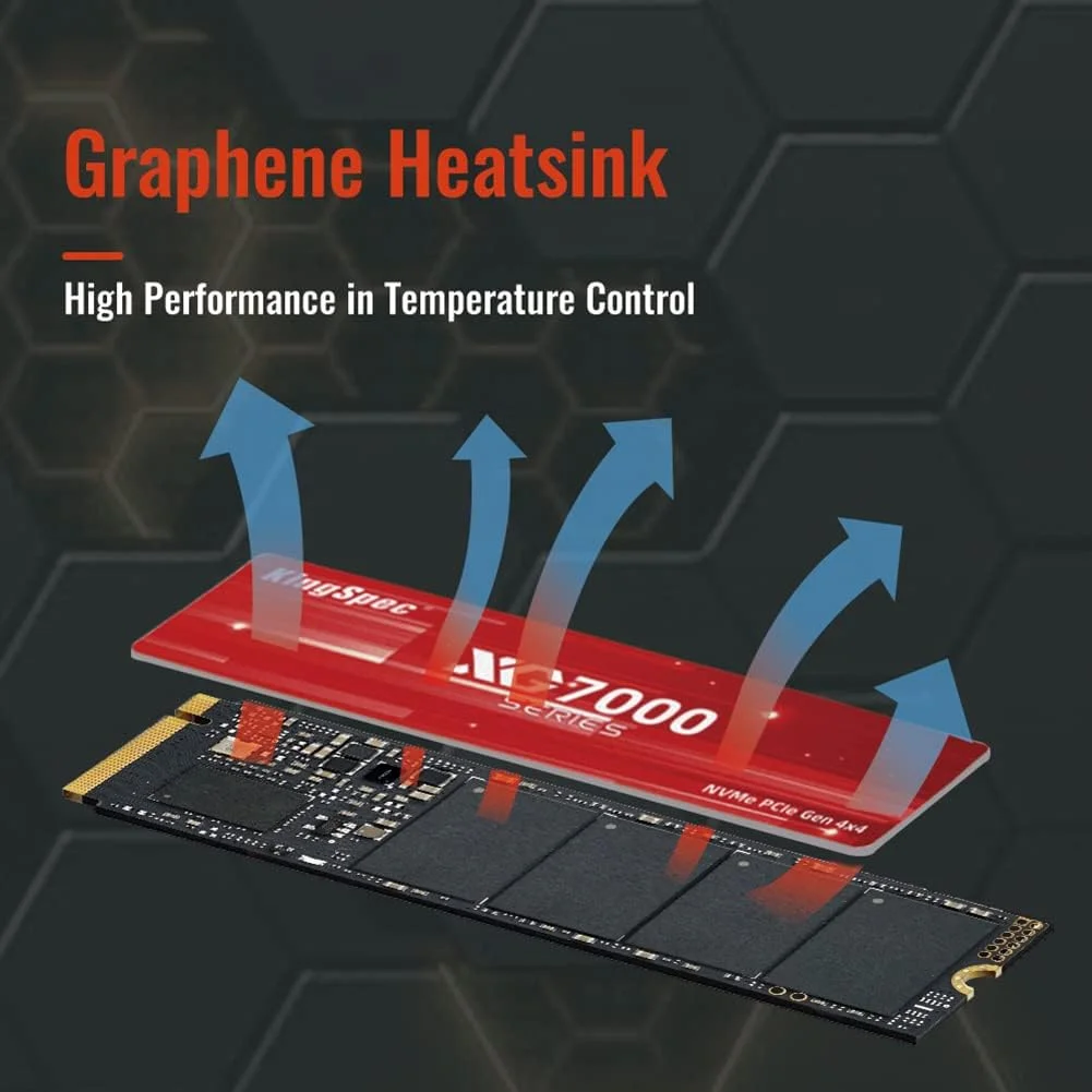 حافظه اس اس دی M.2 2280 NVMe Gen4x4 کینگ اسپک با ظرفیت 4 ترابایت، سرعت خواندن/نوشتن فوق العاده تا 7400/6600 مگابایت بر ثانیه، اس اس دی PCIe M.2 داخلی - فلش 3D NAND، سازگار با کنسول PS5/کامپیوتر رومیزی/لپ تاپ گیمینگ