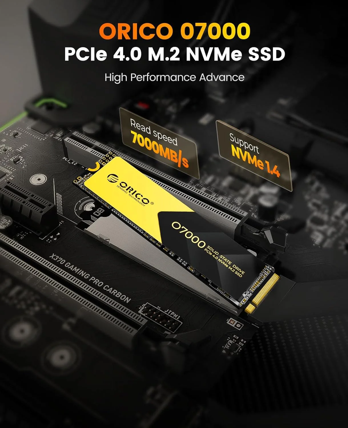 درایو حالت جامد ORICO 2TB NVMe SSD PCIe 4.0 تا 7000 مگابایت بر ثانیه، M.2 SSD 2280 PCIe 4.0X4 درایو حالت جامد داخلی، اتلاف حرارت سریع، سازگار با macOS Windows برای گیمرها و سازندگان - O7000 (2 ترابایت)