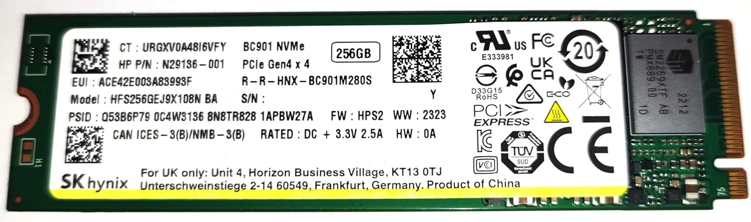 درایو حالت جامد داخلی 256 گیگابایتی SK Hynix OEM Gamer M.2 2280 Gaming Gen4 PCIe NVMe