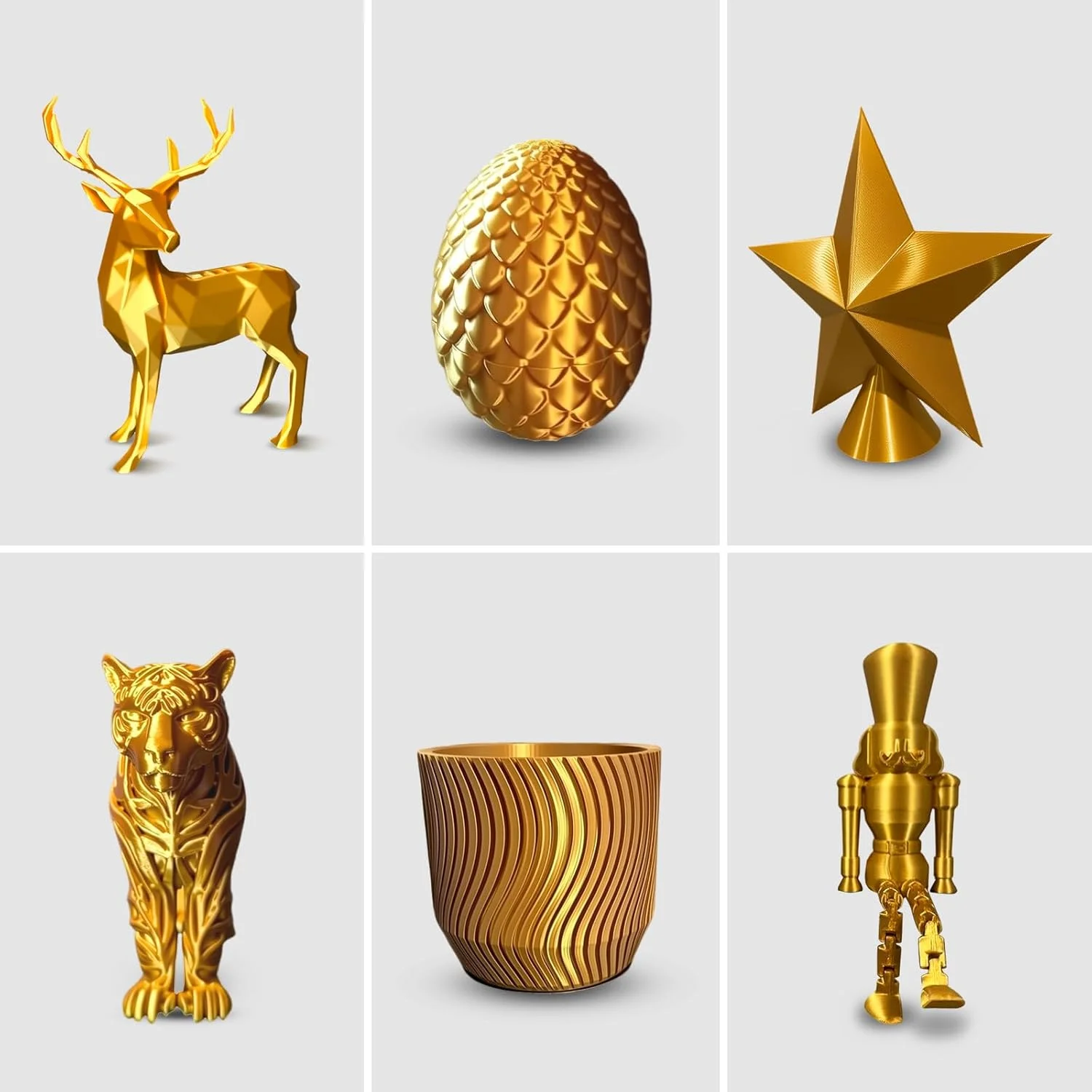 فیلامنت PLA ابریشمی Geeetech 1.75mm برای پرینتر سه بعدی، مواد مصرفی براق شبیه فلز 1 کیلوگرم (2.2 پوند) 1 قرقره، دقت ابعادی +/- 0.02 میلی متر، فیلامنت ابریشمی طلایی متالیک