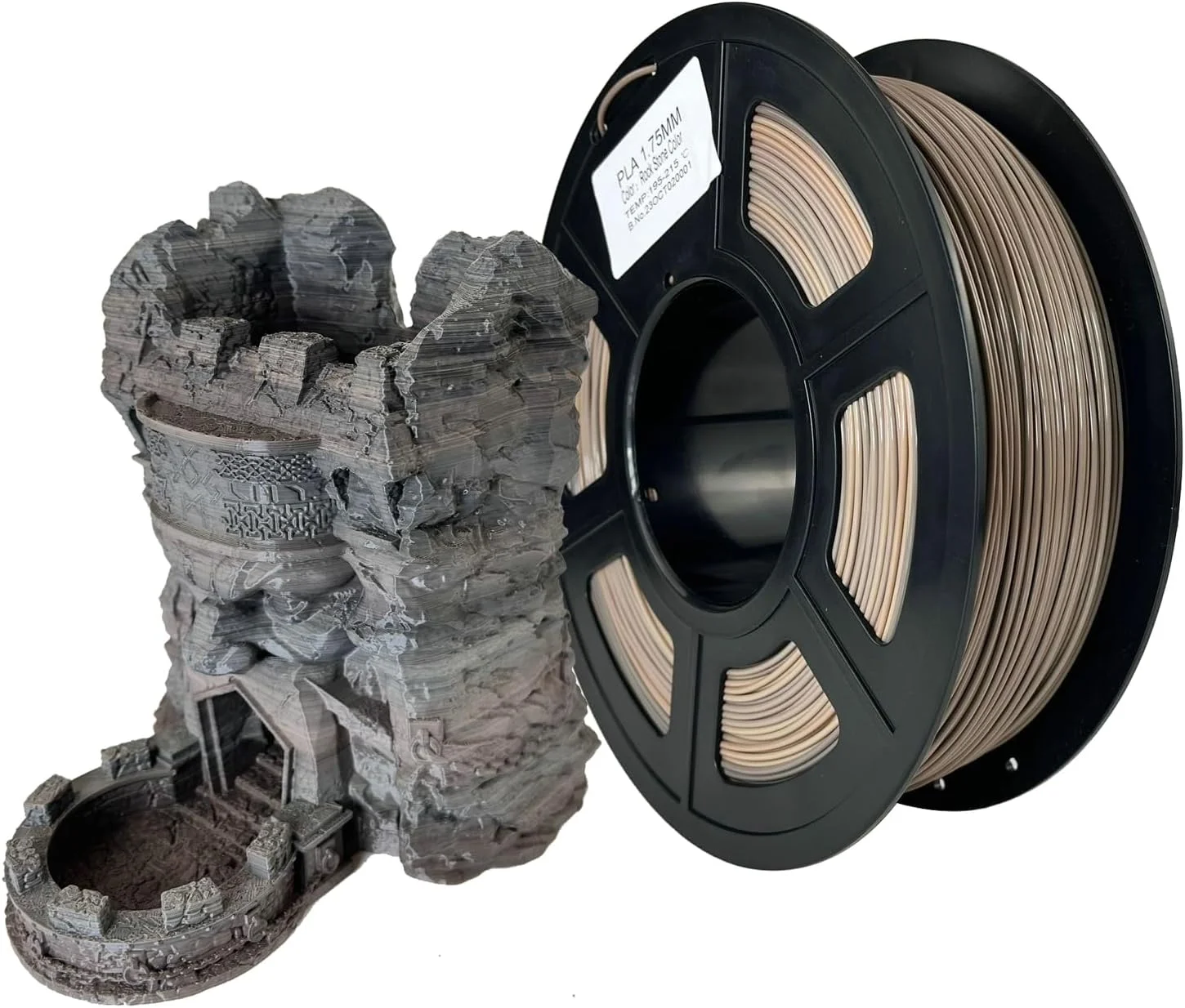 فیلامنت پرینتر سه بعدی PLA 1.75mm، رنگ سنگ راک، قهوه ای زرد مشکی، فیلامنت چند رنگ وزن خالص 1 کیلوگرم برای Ender3 CR10