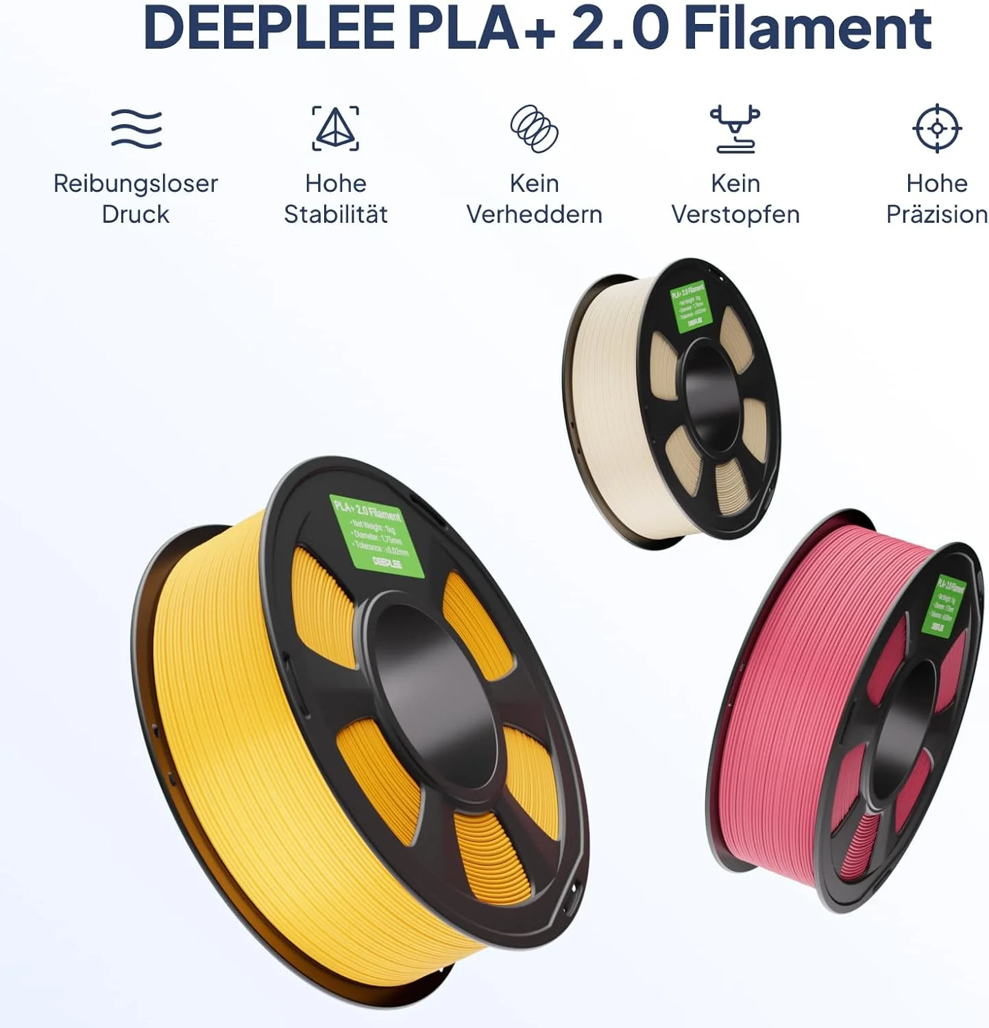 فیلامنت PLA+ 2.0 دیپلی 1.75mm، فیلامنت پرینتر سه بعدی با چقرمگی قوی تر، خاکستری 1 کیلوگرم، فیلامنت PLA پلاس ارتقا یافته پرینتر سه بعدی، فیلامنت PLA+ سرعت بالا برای اکثر پرینترهای سه بعدی FDM