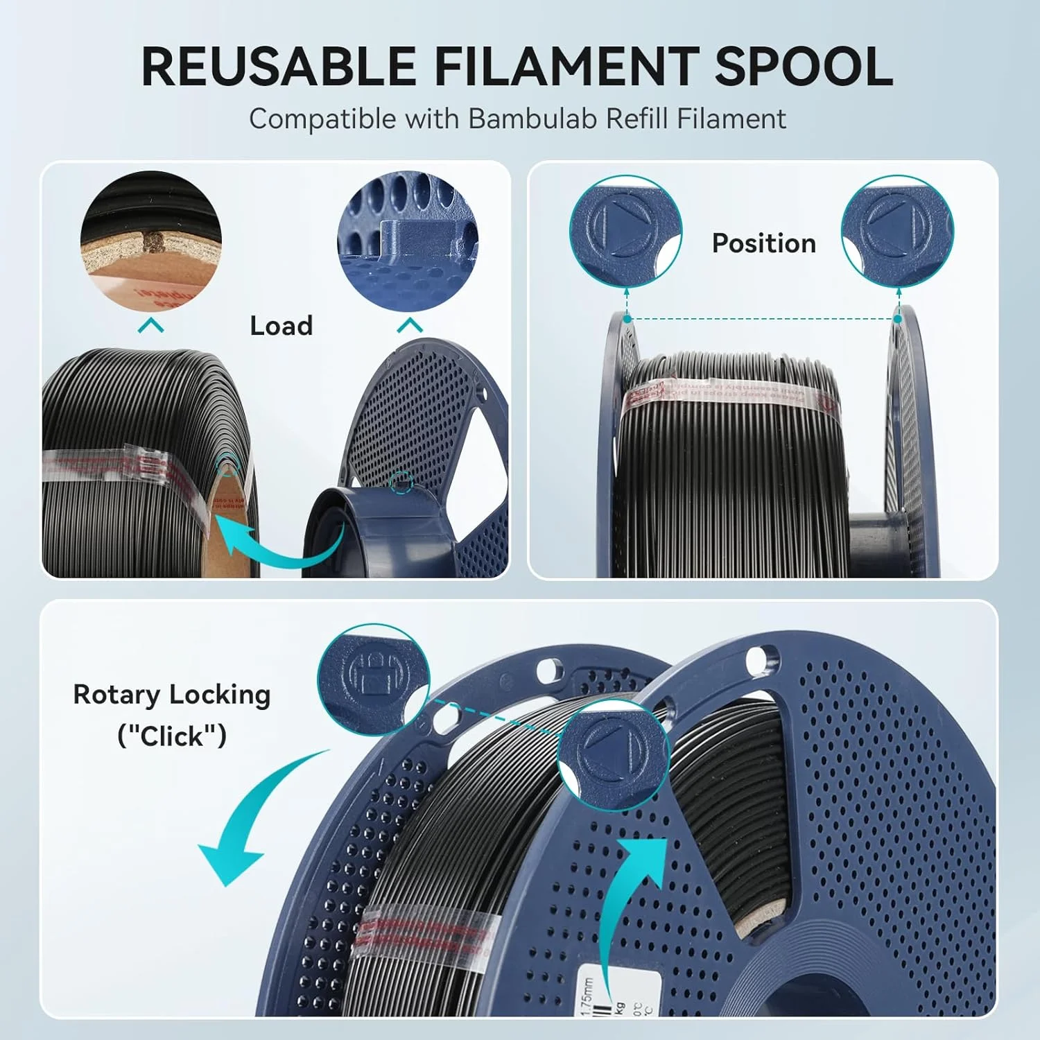 فیلامنت PETG رسمی سانلو، 1.75 میلی متر، بسته 2 کیلوگرمی (4.4 پوند) فیلامنت پرینتر سه بعدی، چقرمگی قوی، چسبندگی بهتر لایه ها، دقت ابعادی +/- 0.02 میلی متر، مشکی + مشکی