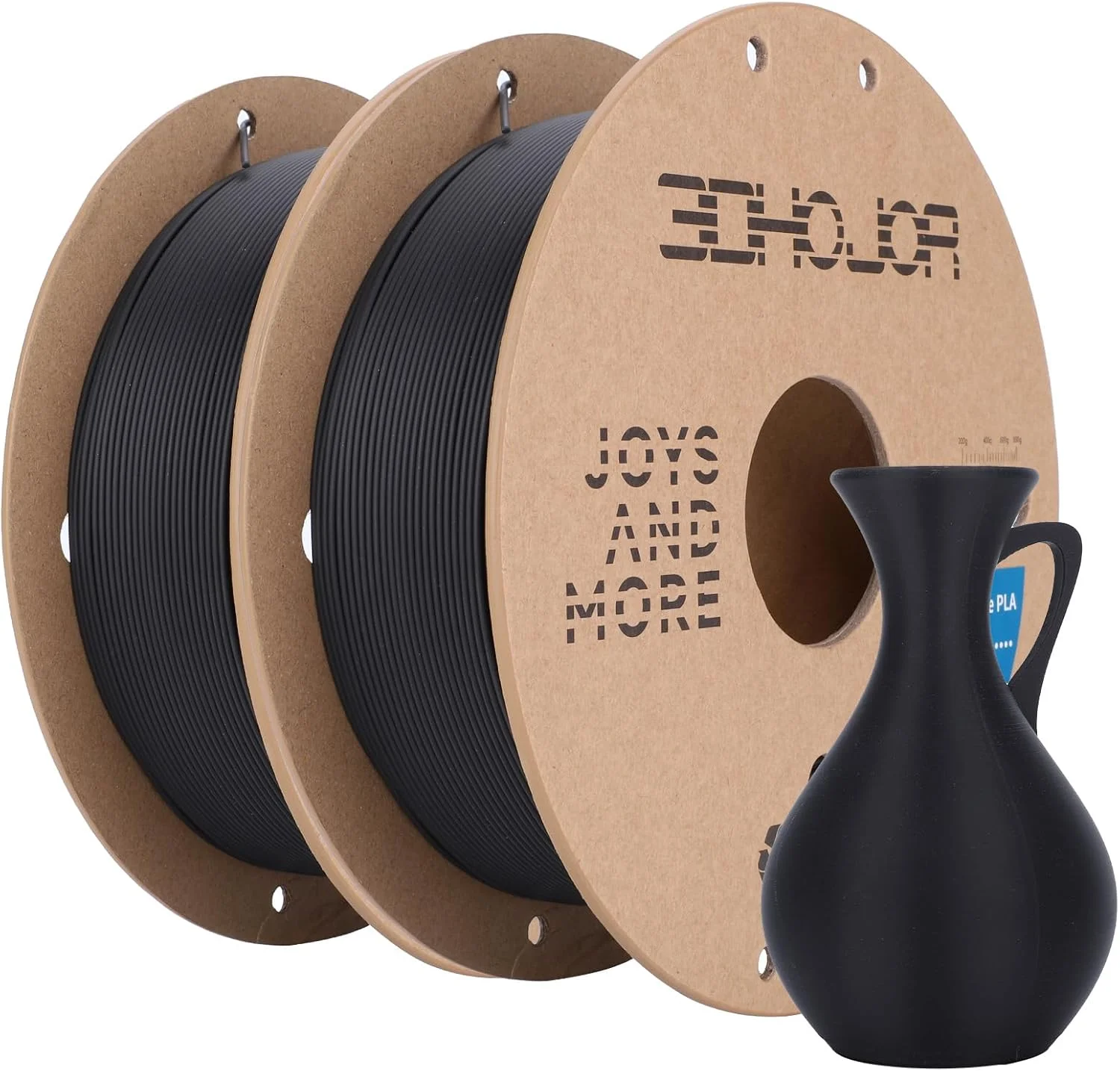 فیلامنت PLA مات 1.75 میلی متر، فیلامنت PLA چاپگر سه بعدی مات ارتقا یافته، بسته 2 عددی 1 کیلوگرمی قرقره مقوایی فیلامنت چاپ سه بعدی برای چاپگرهای سه بعدی (2 بسته مشکی مات)