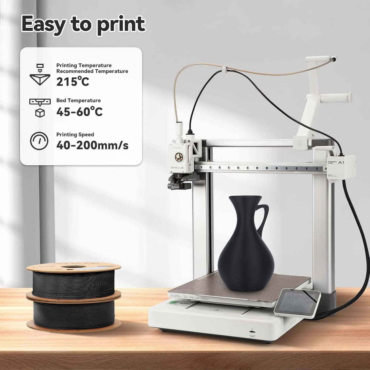 فیلامنت PLA مات 1.75 میلی متر، فیلامنت PLA چاپگر سه بعدی مات ارتقا یافته، بسته 2 عددی 1 کیلوگرمی قرقره مقوایی فیلامنت چاپ سه بعدی برای چاپگرهای سه بعدی (2 بسته مشکی مات)