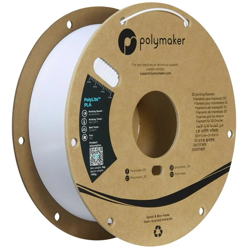 فیلامنت PLA پلیمر، فیلامنت PLA چاپ سه بعدی سفید سرد 1.75 میلی متر 1 کیلوگرم - فیلامنت PLA پرینتر سه بعدی PolyLite، دقت ابعادی +/- 0.03 میلی متر، سازگار با اکثر پرینترهای سه بعدی، سفید سرد