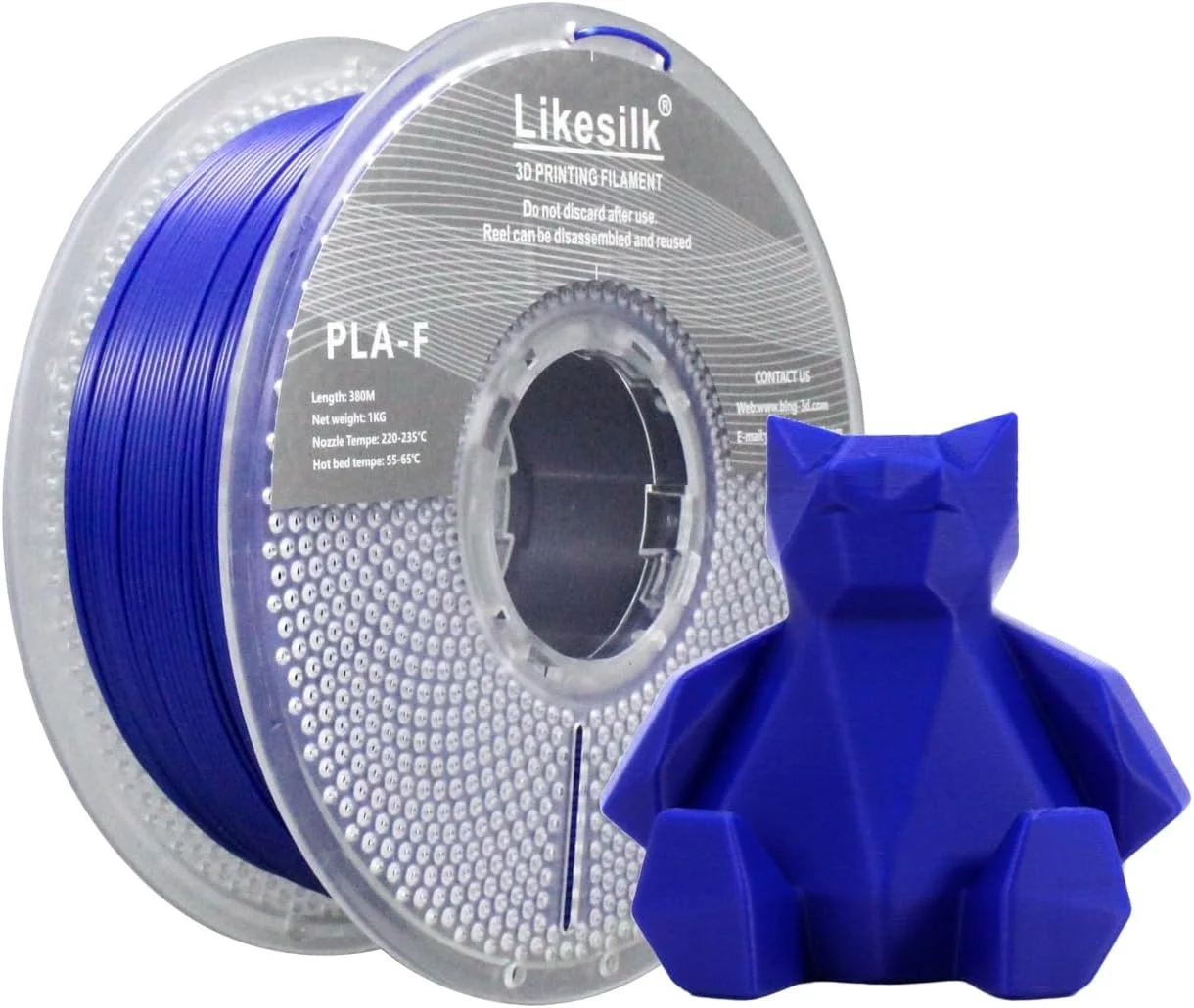 فیلامنت پرینتر سه بعدی PLA F، فیلامنت چاپ سه بعدی 1.75 میلی متری، دقت ابعادی +/- 0.02 میلی متر، PLA F آبی تیره 1 کیلوگرم