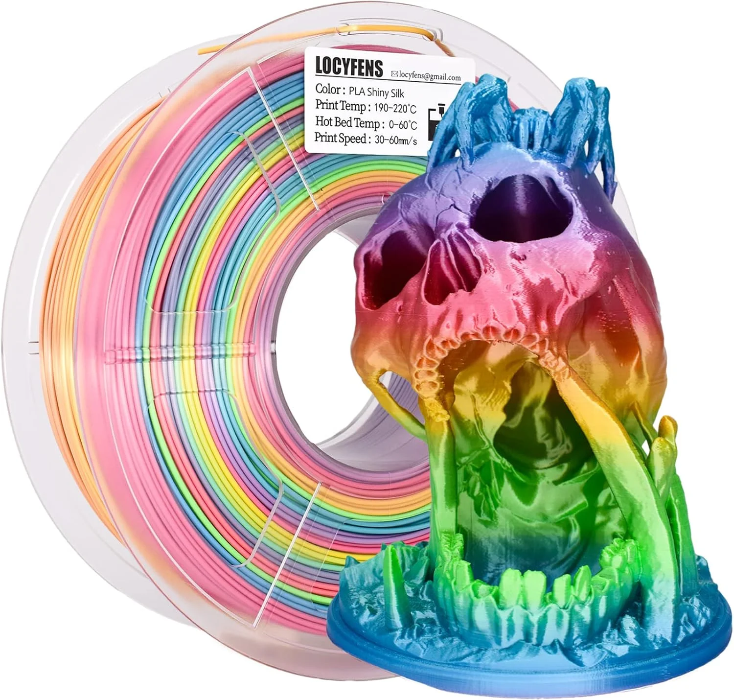 فیلامنت PLA ابریشمی چند رنگ، فیلامنت رنگین کمانی PLA پرینتر سه بعدی 1.75mm +/- 0.02mm، فیلامنت چاپ سه بعدی 1kg/2.2lbs