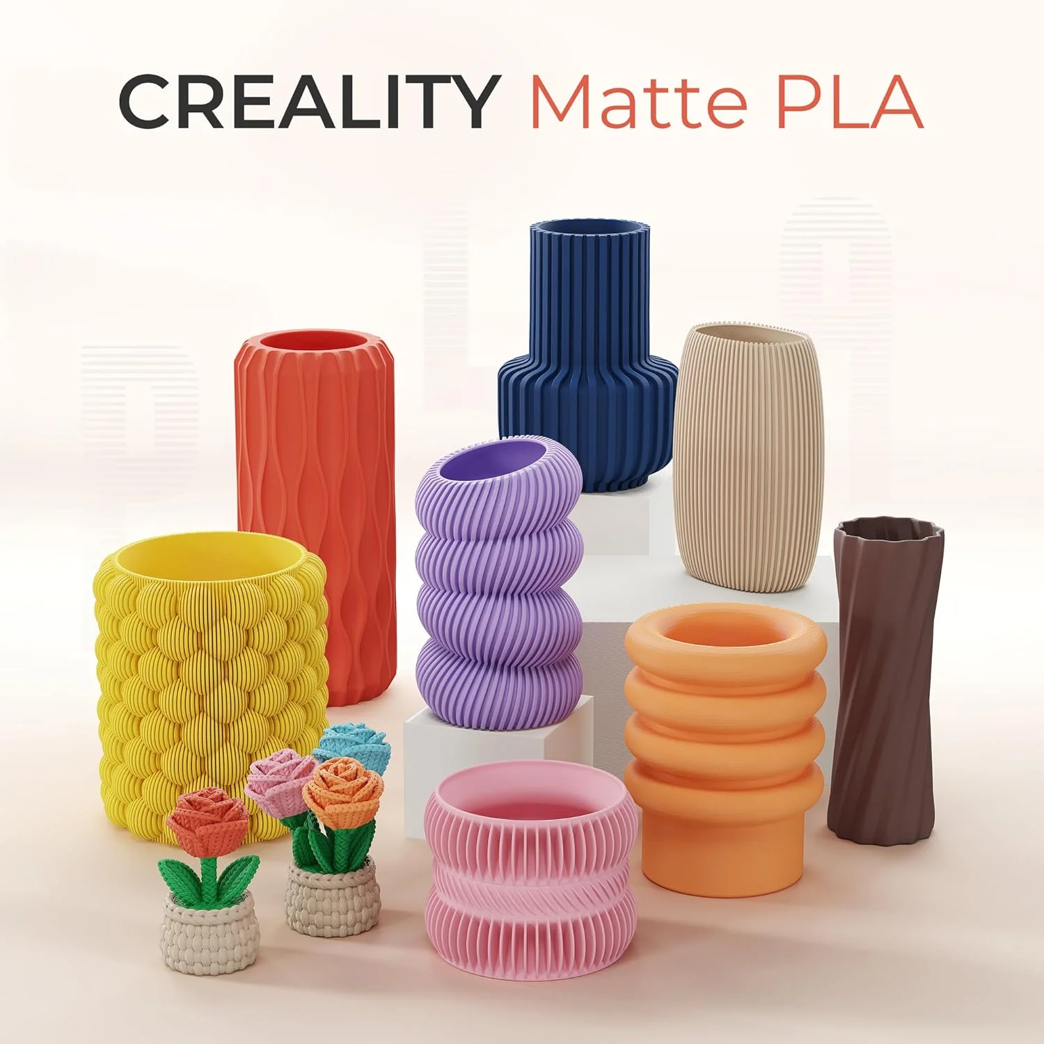 فیلامنت PLA+ مات کرالیتی 1.75 میلی‌متر قهوه‌ای، 1 کیلوگرم، پرداخت بدون درخشش، فیلامنت PLA پرینتر سه بعدی، تاب برداشتن کم، خطوط لایه حداقل، رنگ زنده، دقت ابعادی +/- 0.02 میلی‌متر، چاپ آسان، قهوه‌ای روشن مات