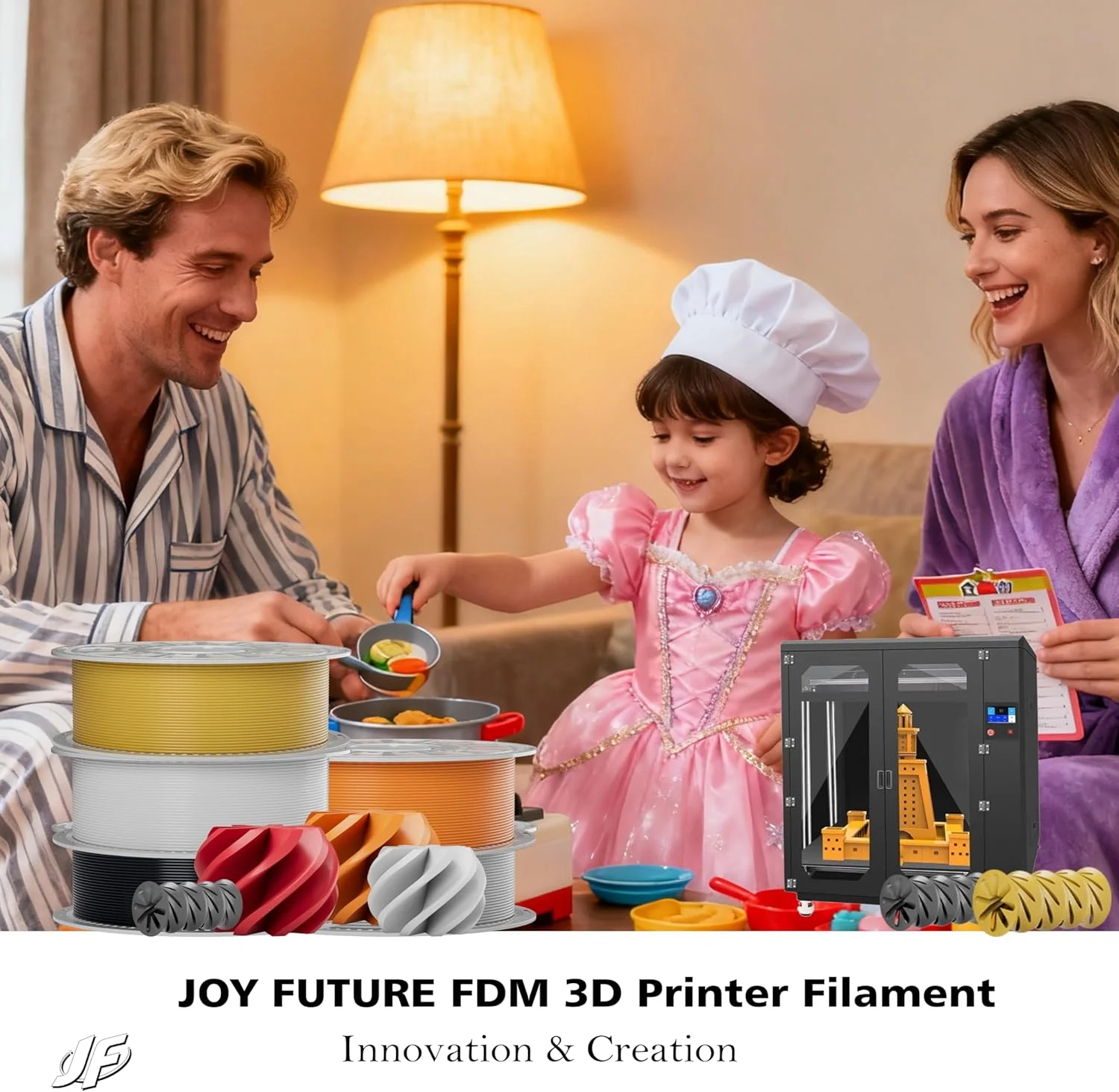 فیلامنت پرینت سه بعدی ABS JOY FUTURE، فیلامنت پرینتر سه بعدی، دقت ابعادی 1.75 میلی متر +/- 0.02 میلی متر، مقاومت عالی، بدون بو غیر سمی، پایداری، سخت، فیلامنت چاپ 1 کیلوگرمی (2.2 پوند) (نارنجی)