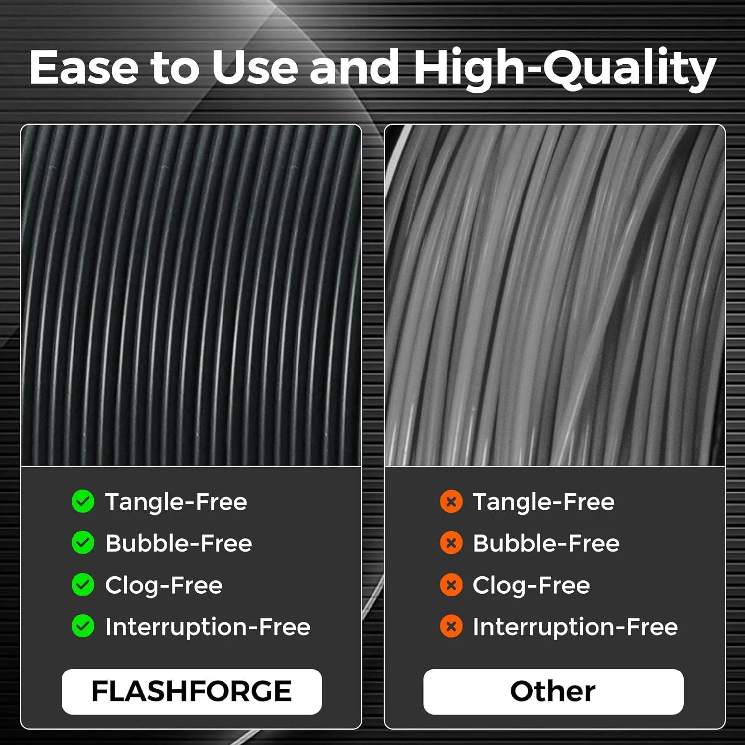 فیلامنت PLA مشکی FLASHFORGE، بسته ارتقاء فیلامنت پرینتر سه بعدی 2 کیلوگرمی (4.4 پوند) قرقره مقوایی، فیلامنت چاپ سه بعدی با کاربری آسان و مناسب برای اکثر پرینترهای سه بعدی FDM