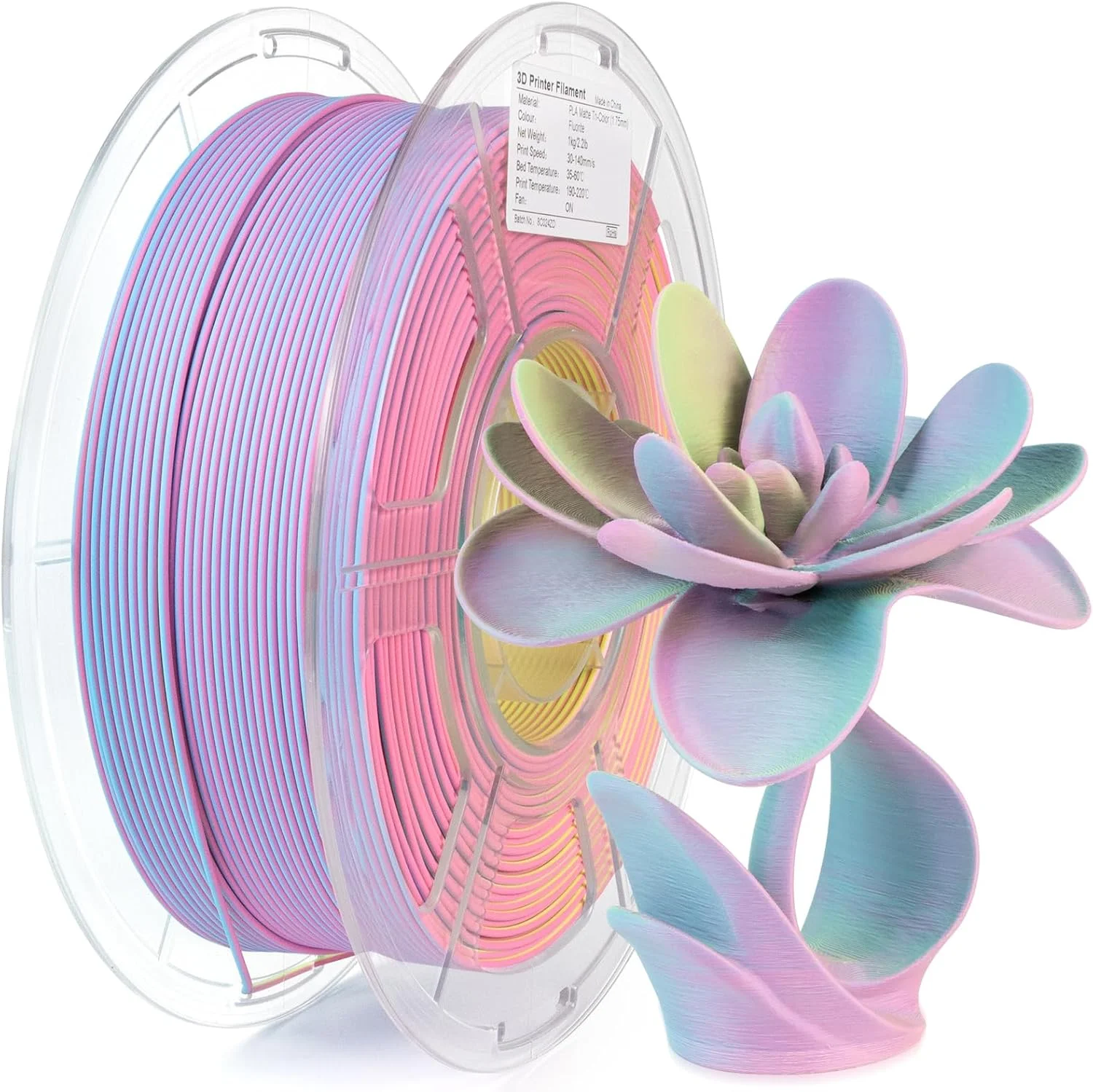 فیلامنت PLA سه رنگ مات iSANMATE 1.75mm، فیلامنت رنگین کمانی 3 در 1، فیلامنت سه بعدی Coextrusion، فیلامنت تغییر رنگ سریع جادویی 1.75mm، دقت ابعادی +/- 0.03 mm، فلوریت 1KG/Spool