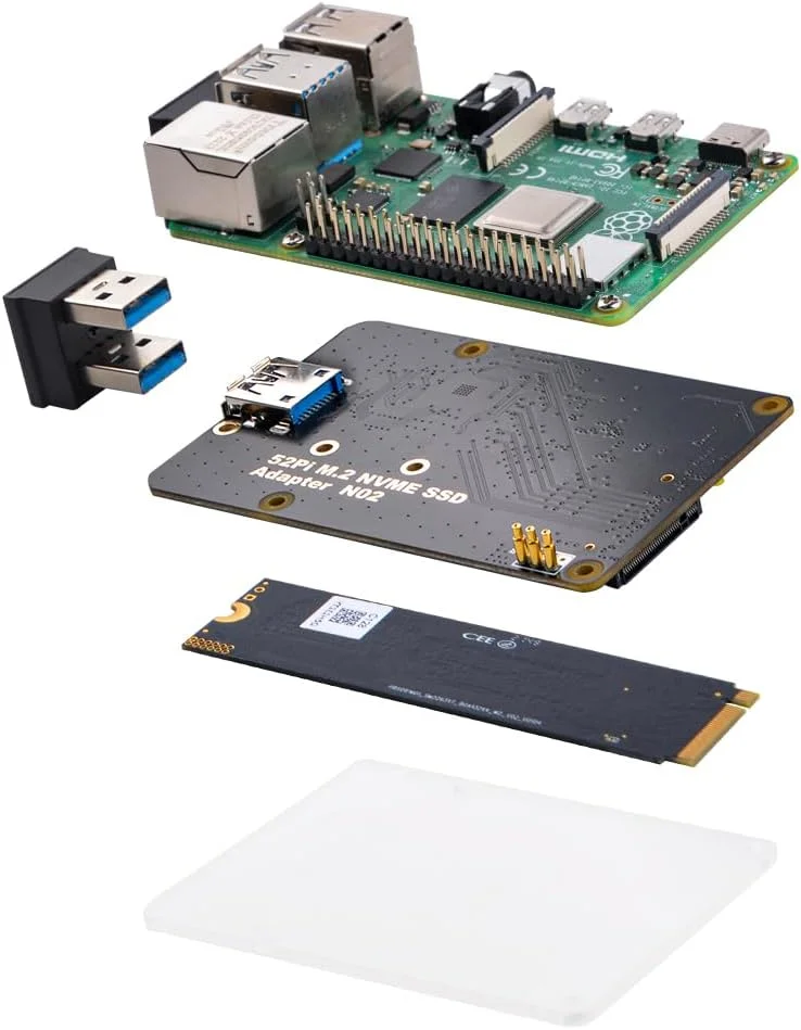 برد توسعه حافظه اس اس دی NVME مدل GeeekPi M.2 برای رزبری پای 4 (فقط از اس اس دی NVME مدل M.2 پشتیبانی می کند. رزبری پای یا اس اس دی NVME مدل M.2 شامل نمی شود)