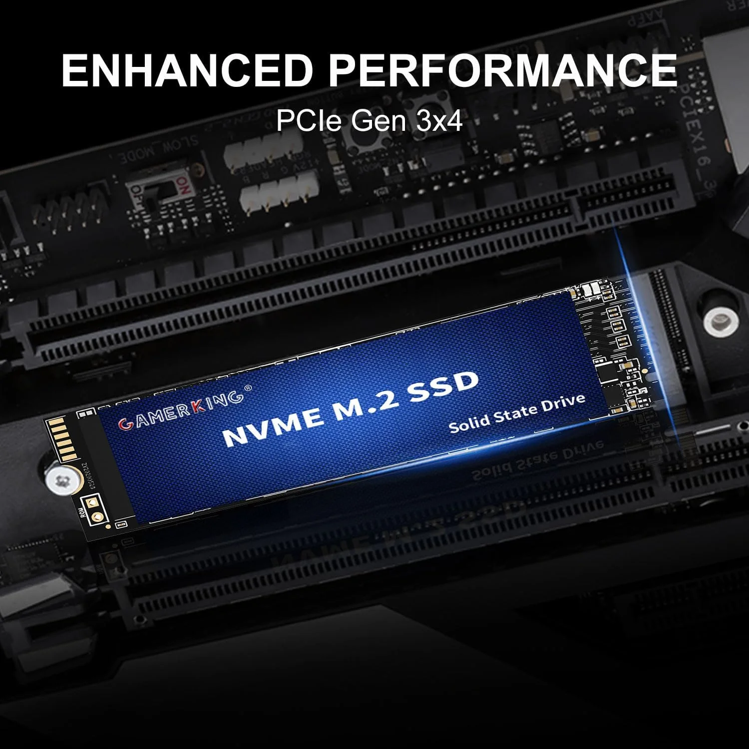 حافظه اس اس دی 2 ترابایتی M.2 NVME GAMERKING مدل 2280 PCIe 3.0 Gen3x4، درایو حالت جامد داخلی تا 3000 مگابایت بر ثانیه، فلش سه بعدی NAND، کلید M، مصرف برق پایین، ارتقاء فضای ذخیره سازی برای رایانه رومیزی، لپ تاپ