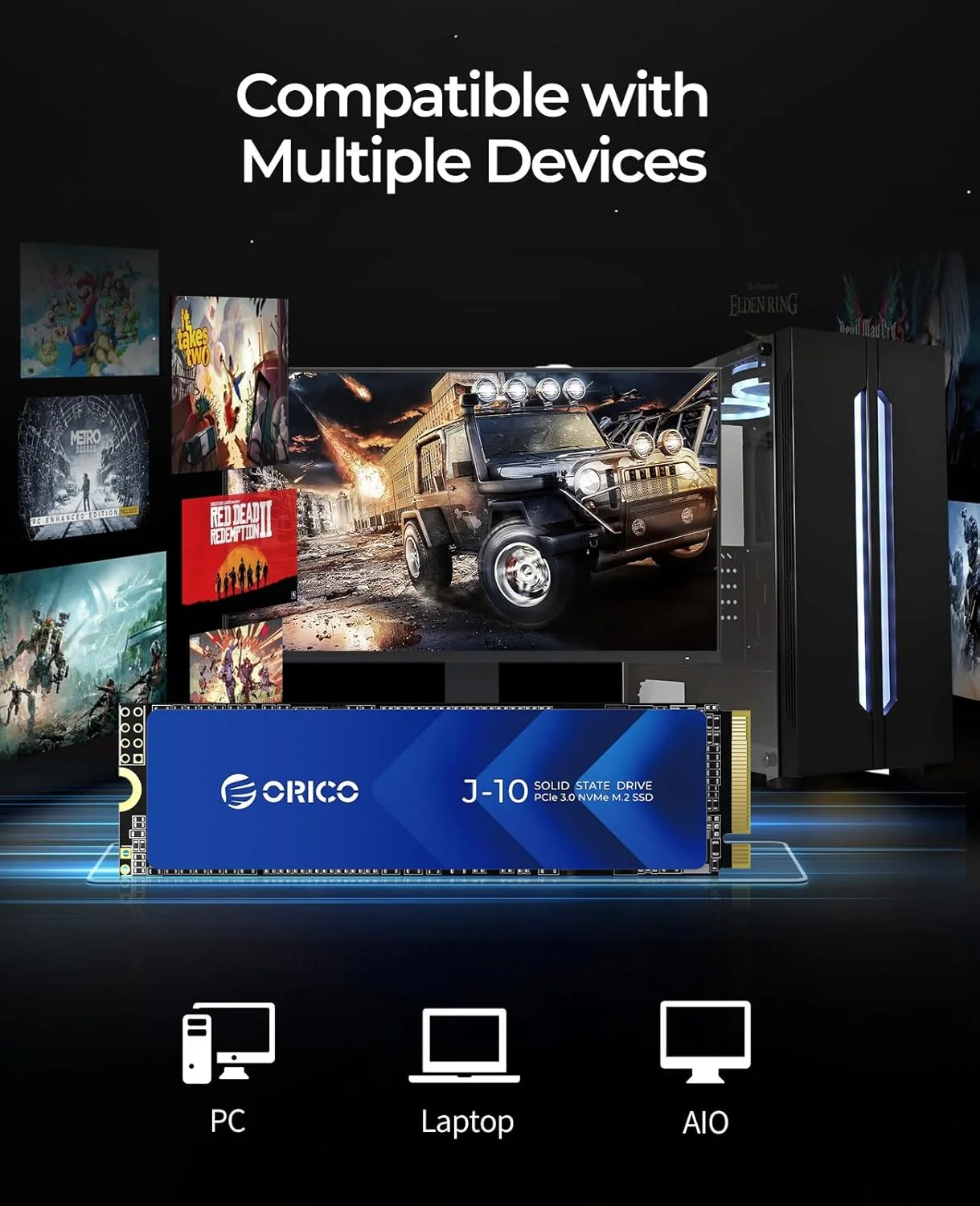 درایو اس اس دی NVMe M.2 اوریکو 256 گیگابایت PCIe Gen3.0x4 2280، درایو حالت جامد داخلی 3D NAND با هیت سینک، تا 1800 مگابایت بر ثانیه، درایو حالت جامد داخلی برای بازی های رایانه شخصی/کنسول و ویرایش ویدیو - J10