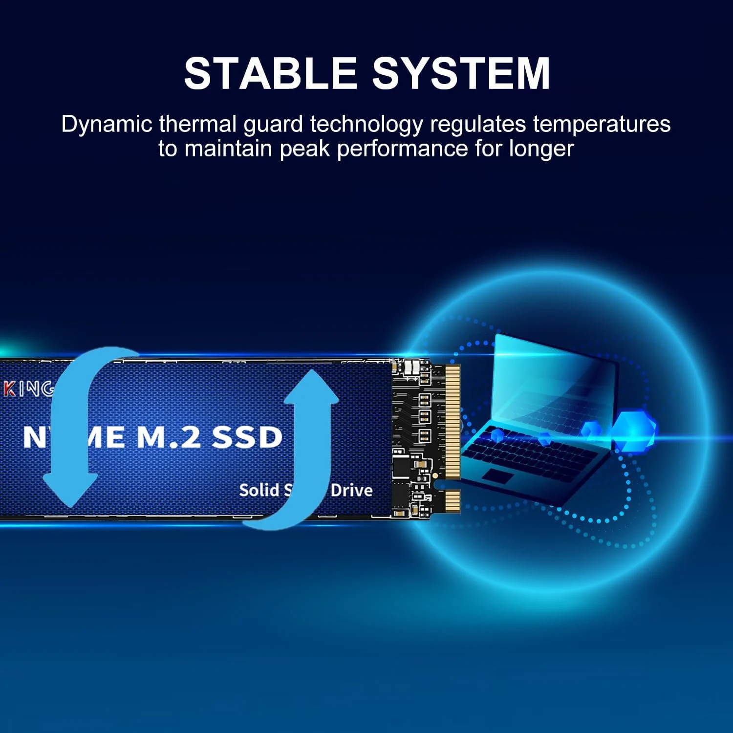 حافظه اس اس دی 2 ترابایتی M.2 NVME GAMERKING مدل 2280 PCIe 3.0 Gen3x4، درایو حالت جامد داخلی تا 3000 مگابایت بر ثانیه، فلش سه بعدی NAND، کلید M، مصرف برق پایین، ارتقاء فضای ذخیره سازی برای رایانه رومیزی، لپ تاپ