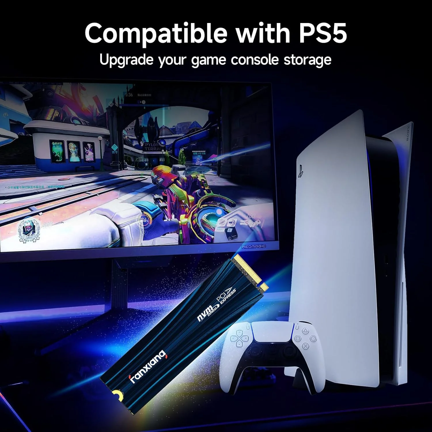 فنشیانگ 1 ترابایت SSD NVMe SSD PCIe Gen4 گیمینگ SSD M.2 2280، سرعت تا 7100 مگابایت بر ثانیه، سازگار با PS5، درایو حالت جامد داخلی برای گیمرها، متخصصان، سازندگان S880E
