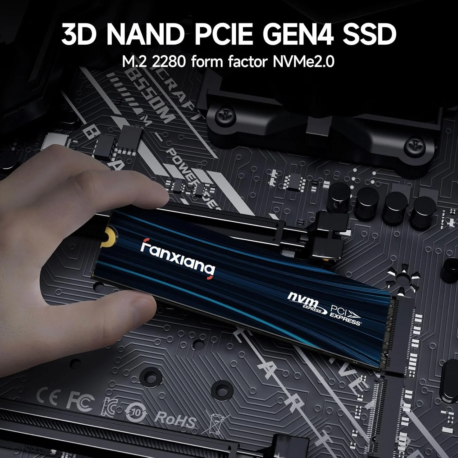 فنشیانگ 1 ترابایت SSD NVMe SSD PCIe Gen4 گیمینگ SSD M.2 2280، سرعت تا 7100 مگابایت بر ثانیه، سازگار با PS5، درایو حالت جامد داخلی برای گیمرها، متخصصان، سازندگان S880E