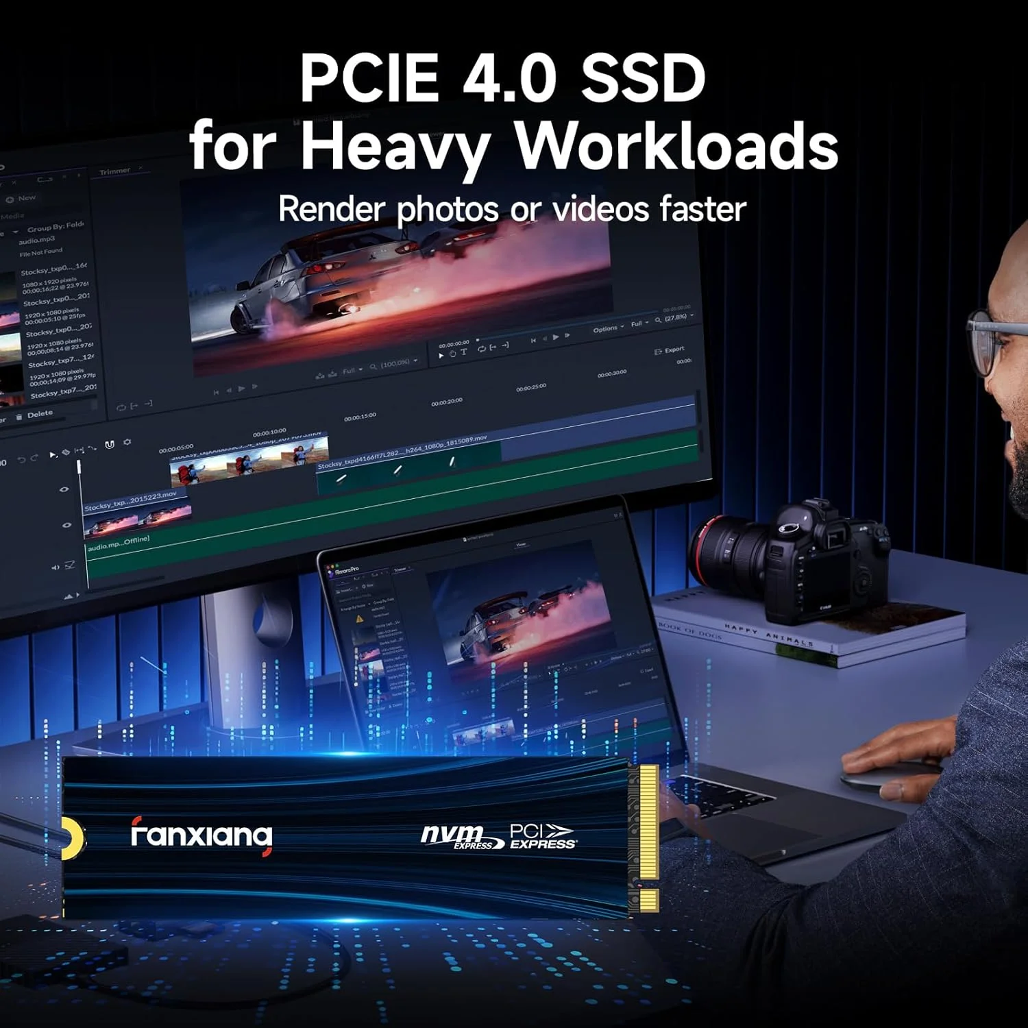 فنشیانگ 1 ترابایت SSD NVMe SSD PCIe Gen4 گیمینگ SSD M.2 2280، سرعت تا 7100 مگابایت بر ثانیه، سازگار با PS5، درایو حالت جامد داخلی برای گیمرها، متخصصان، سازندگان S880E