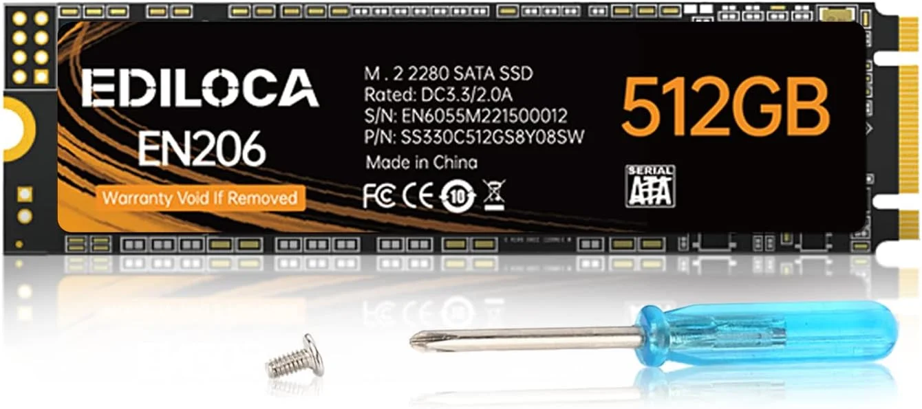 درایو حالت جامد داخلی 512 گیگابایتی EN206 3D NAND TLC M.2 SSD، M.2 2280 SATA III 6Gb/s، سرعت خواندن/نوشتن تا 550/460 مگابایت بر ثانیه، سازگار با الترابوک ها، تبلت ها و مینی کامپیوترها